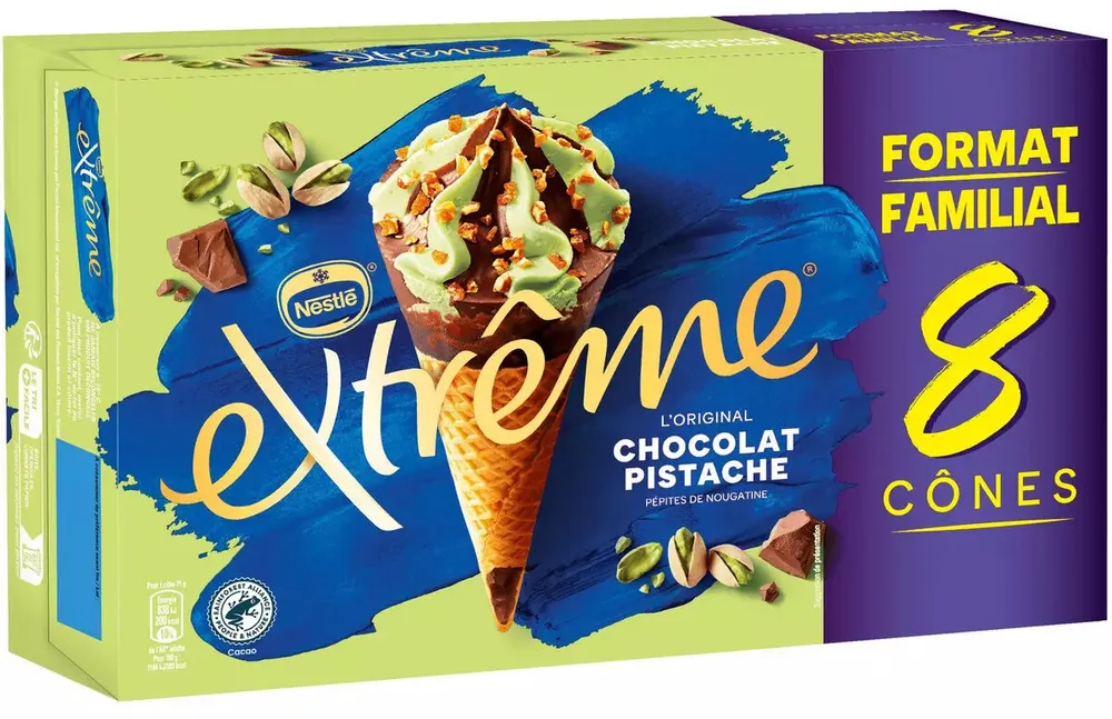 Extrême chocolat pistache x 8 cônes