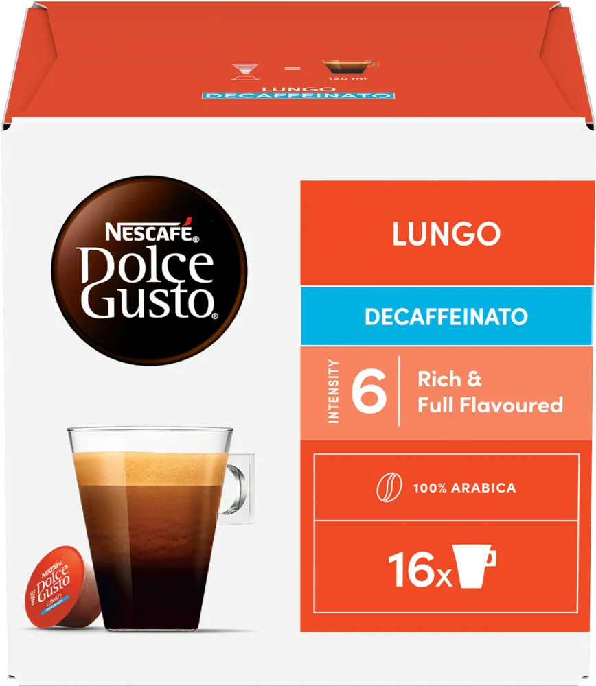 Capsules NESCAFE DOLCE GUSTO Lungo Decaffeinato Boîte de 16 capsules