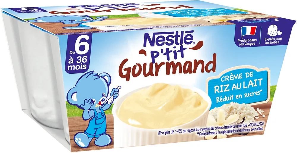 NESTLE P'TIT GOURMAND Crème de Riz au Lait - 4 x 100g - Dès 6 mois