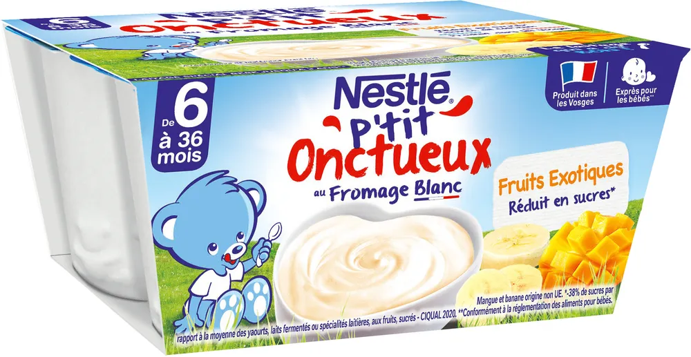 NESTLÉ P'TIT ONCTUEUX au Fromage Blanc Fruits Exotiques 4x100gDès6mois