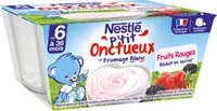 NESTLÉ P'TIT ONCTUEUX au Fromage Blanc Fruits Rouges-4x100g-Dès 6 mois