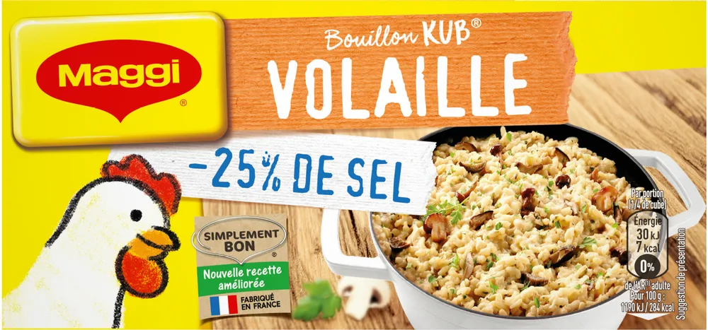 MAGGI Bouillon KUB Volaille Réduit en sel de -25% 120g