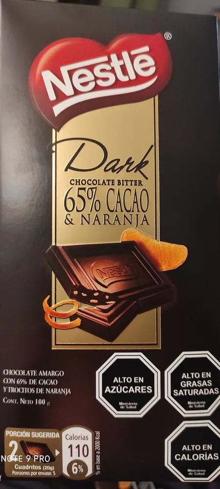 dark chocolate biter 65% & naranja