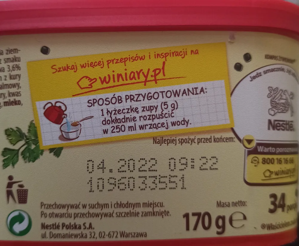 Winiary Rosó? Z Kury Instant 170G
