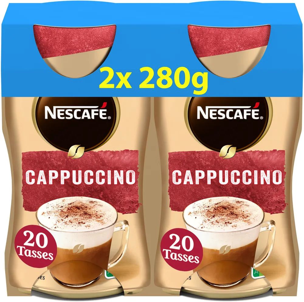 NESCAFE Cappuccino, Café Soluble, 2 Boîtes de 280g