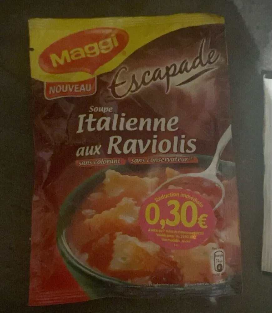 Soupe italienne aux raviolis déshydratés