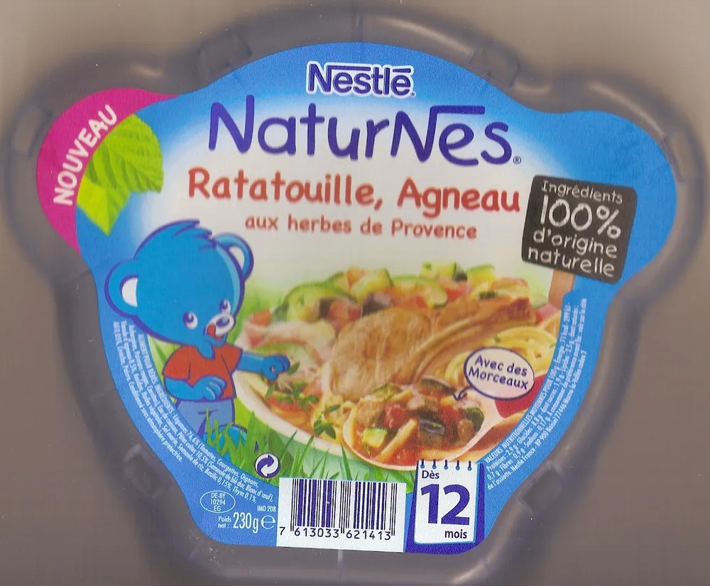 Ratatouille, Agneau aux herbes de Provence dès 12 mois