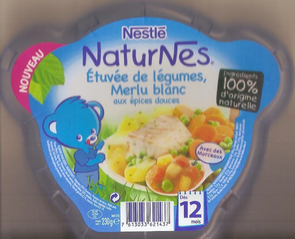 NaturNes Etuvée de légumes, Merlu blanc aux épices douces