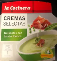 Crema de guisantes con jamon iberico