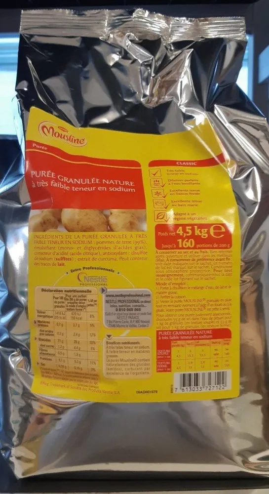 Purée De Pommes De Terre En Granulée Faible Teneur En Sodium
