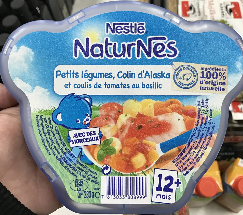 NaturNes Petits légumes, Colin d'Alaska et coulis de tomates au basilic