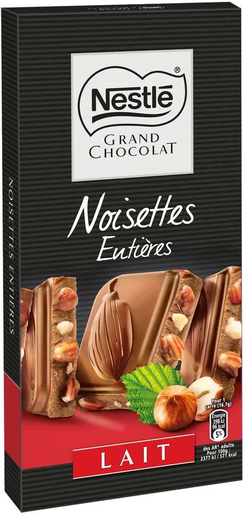 NESTLE GRAND CHOCOLAT Chocolat au Lait Noisettes Entières 200g