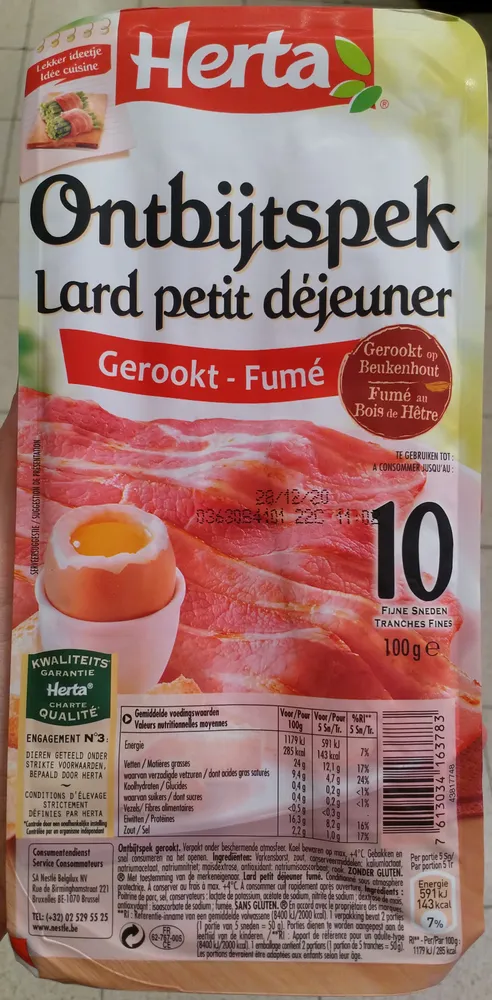 Lard Petit Déjeuner fumé