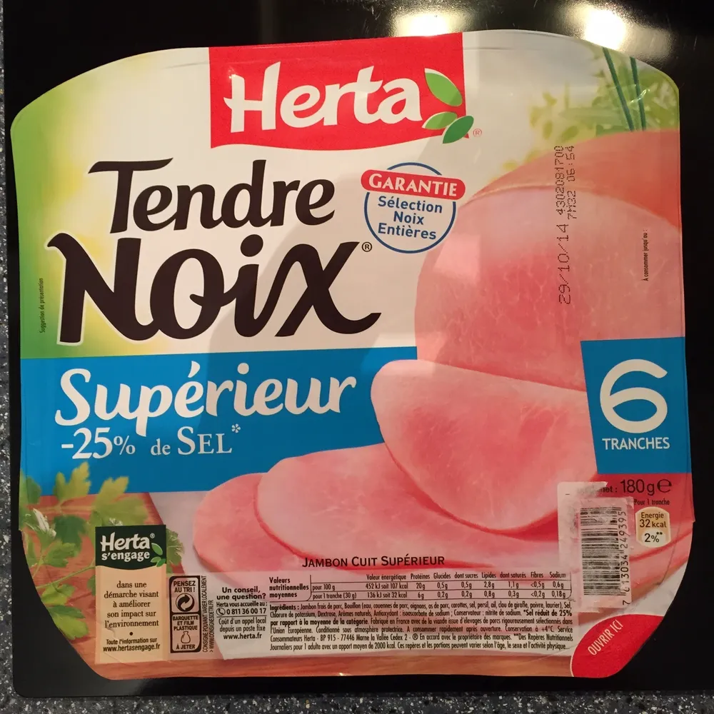Tendre Noix, Supérieur (- 25 % de Sel) 6 Tranches