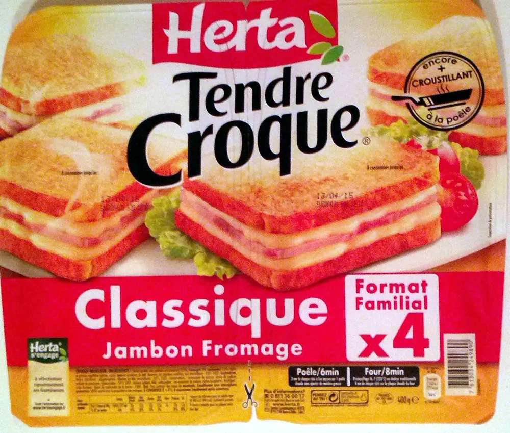 Tendre Croque, Classique Jambon Fromage (Format Familial x 4)