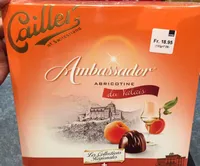 of Switzerland Ambassador ABRICOTINE du Valais Griottes entières à l'eau-de-vie d'abricot du Valais enrobées de chocolat surfins