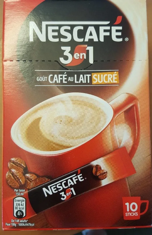 Nescafé 3 en 1 goût Café au Lait sucré