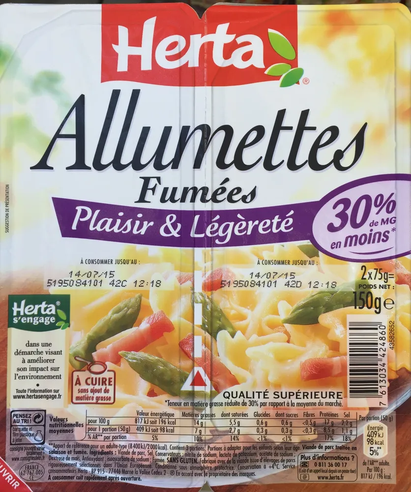 Allumettes fumées Plaisir & Légèreté (-30% MG)