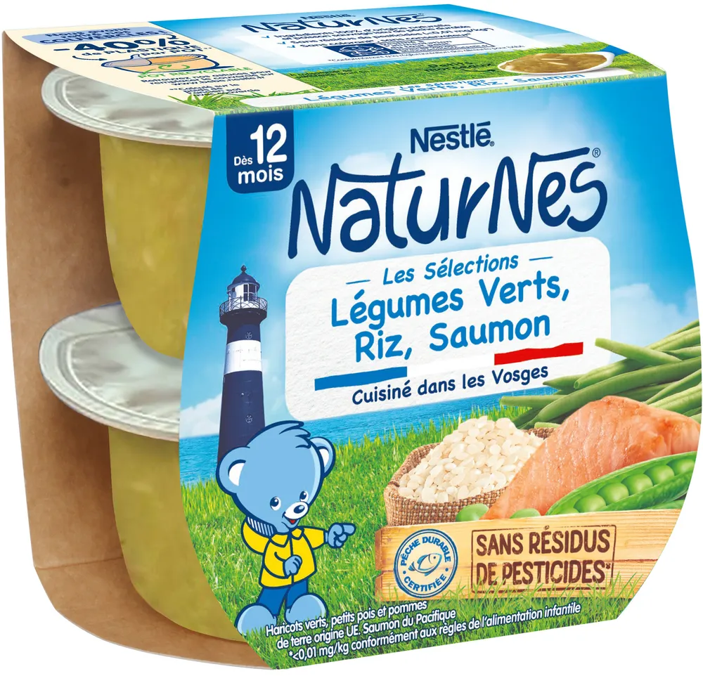 NATURNES Les Sélections Légum Verts,Riz,Saumon-Dès12mois