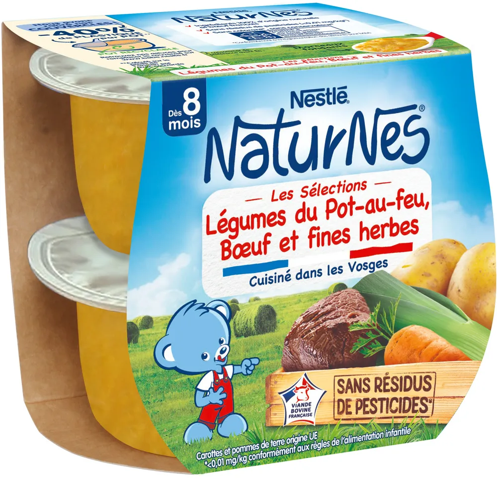 NESTLE NATURNES Les Sélections Légumes du pot-au-feu Bœuf-2x200g-Dès 8 mois