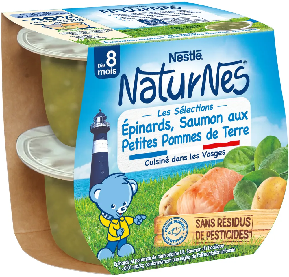 NESTLE NATURNES Les Sélections Epinard,Saumon, petites pdt-2x200g-Dès 8 mois
