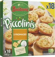 BUITONI PICCOLINIS mini-pizzas surgelées 3 Fromages 540g (18 pièces)
