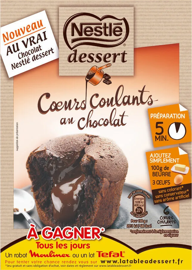 Cœur coulants au chocolat nestle
