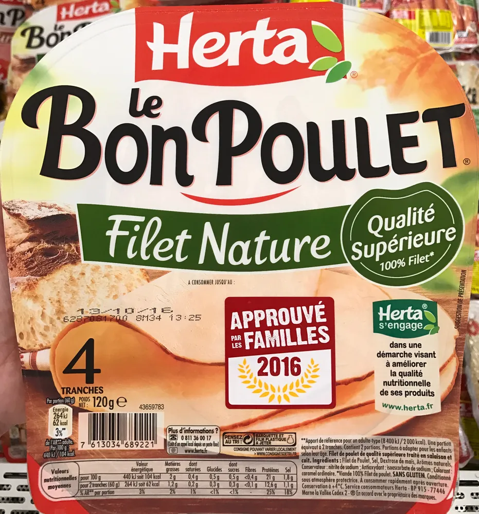 Le Bon Poulet Filet Nature (4 tranches)