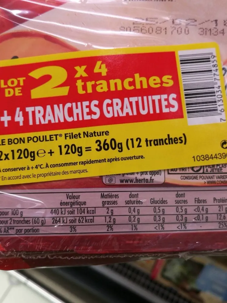 Lot de 2 le bon poulet nature 4t