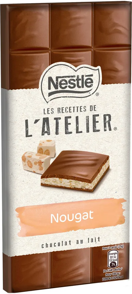 NESTLE L'ATELIER Chocolat au Lait et Nougat 150g