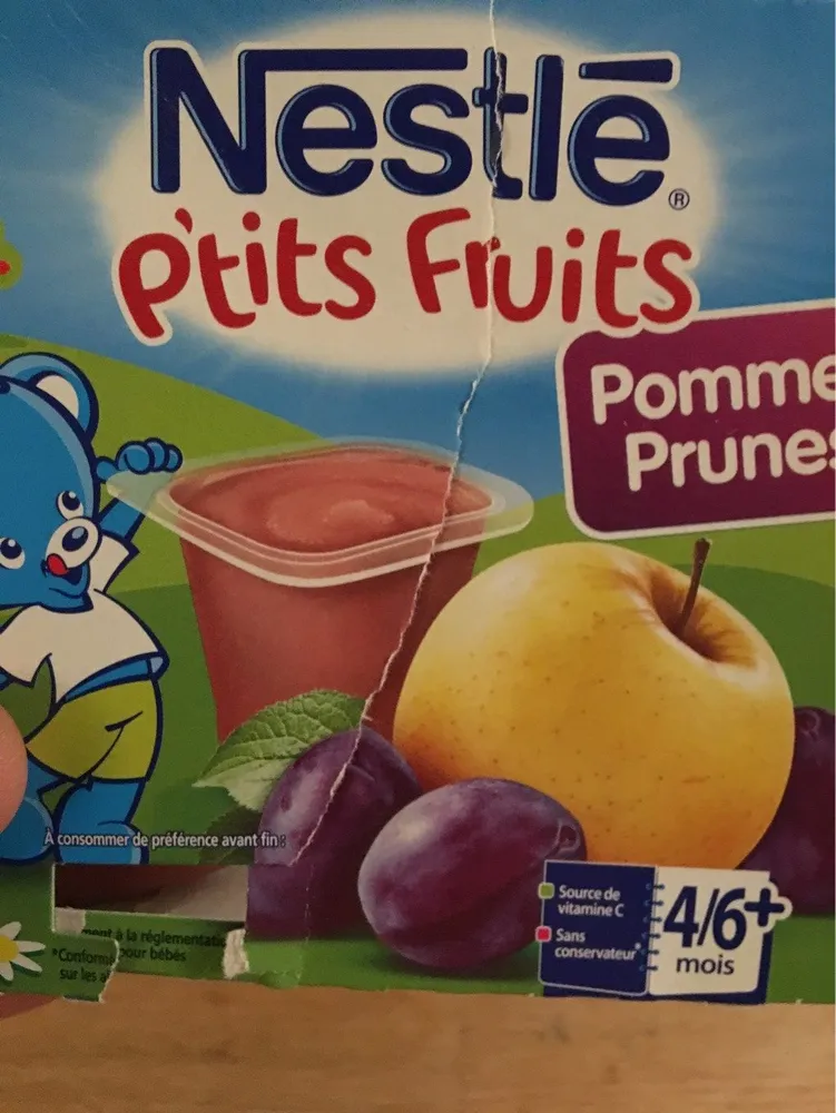 Compote Pommes Prunes P'tits Fruits Nestlé 4 x 100G +