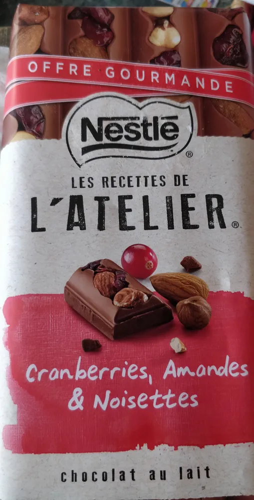 Les recettes de l'atelier cranberries, amandes, noisette