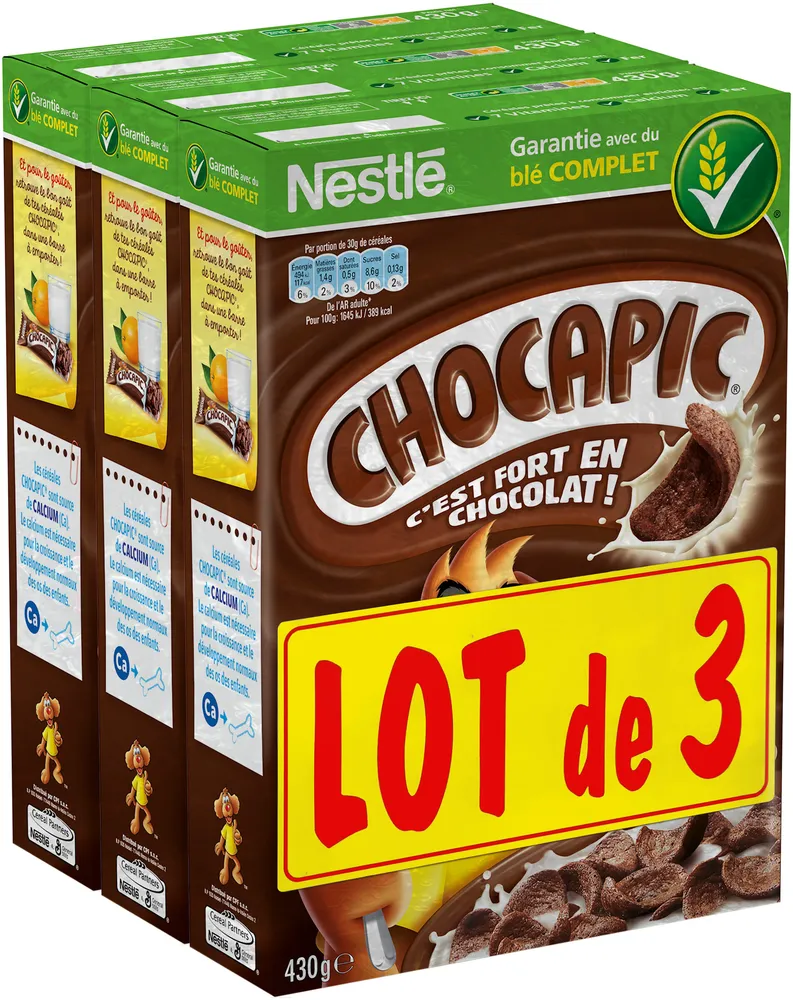NESTLE CHOCAPIC Céréales Petit Déjeuner 3 x 430g
