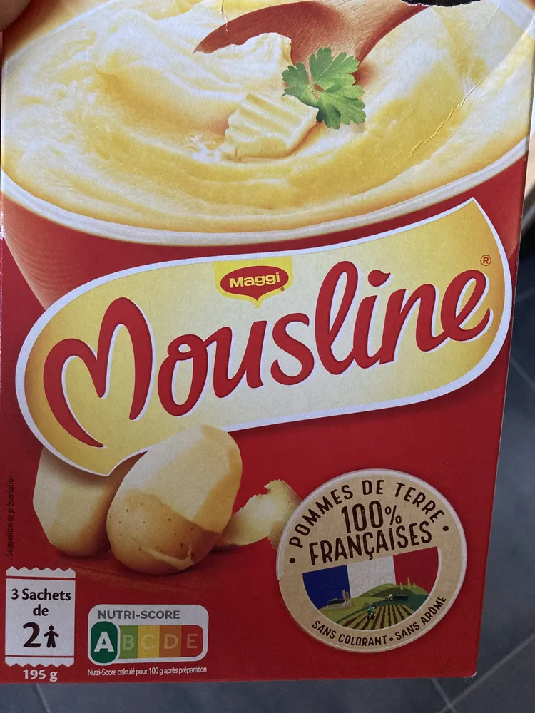 MOUSLINE Purée Nature petit format, 3 sachets pour 2 personnes (3x65g)
