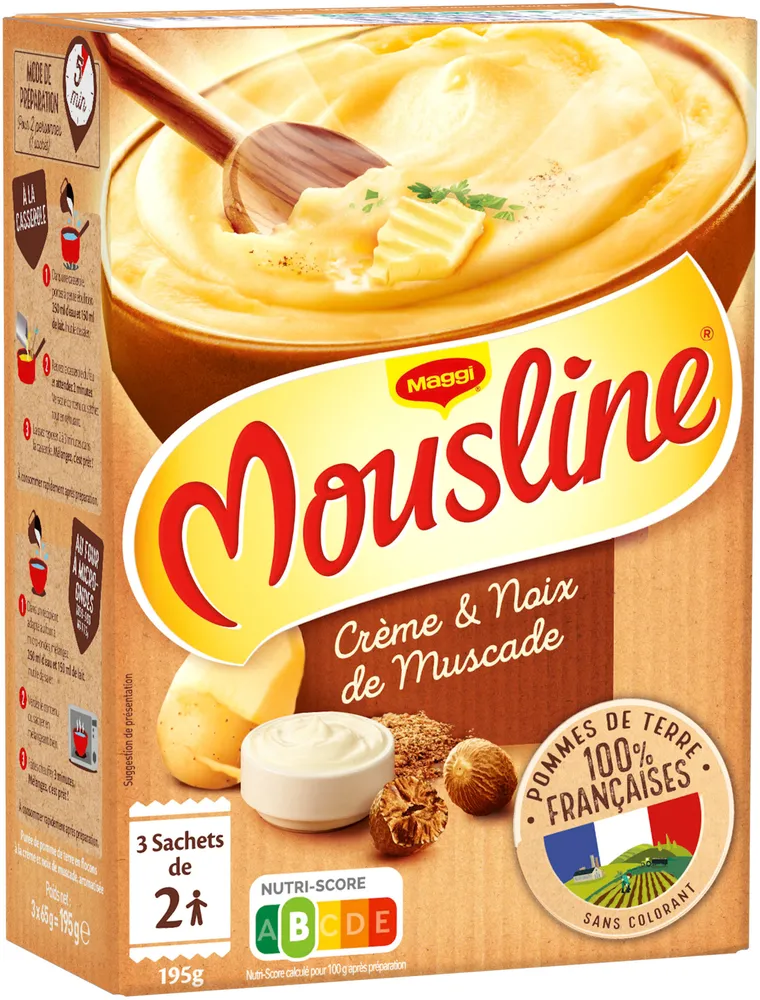 MOUSLINE Purée Crème Muscade (3x65g)