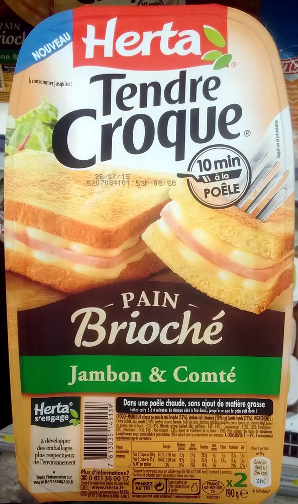 Tendre Croque Pain Brioché Jambon & Comté