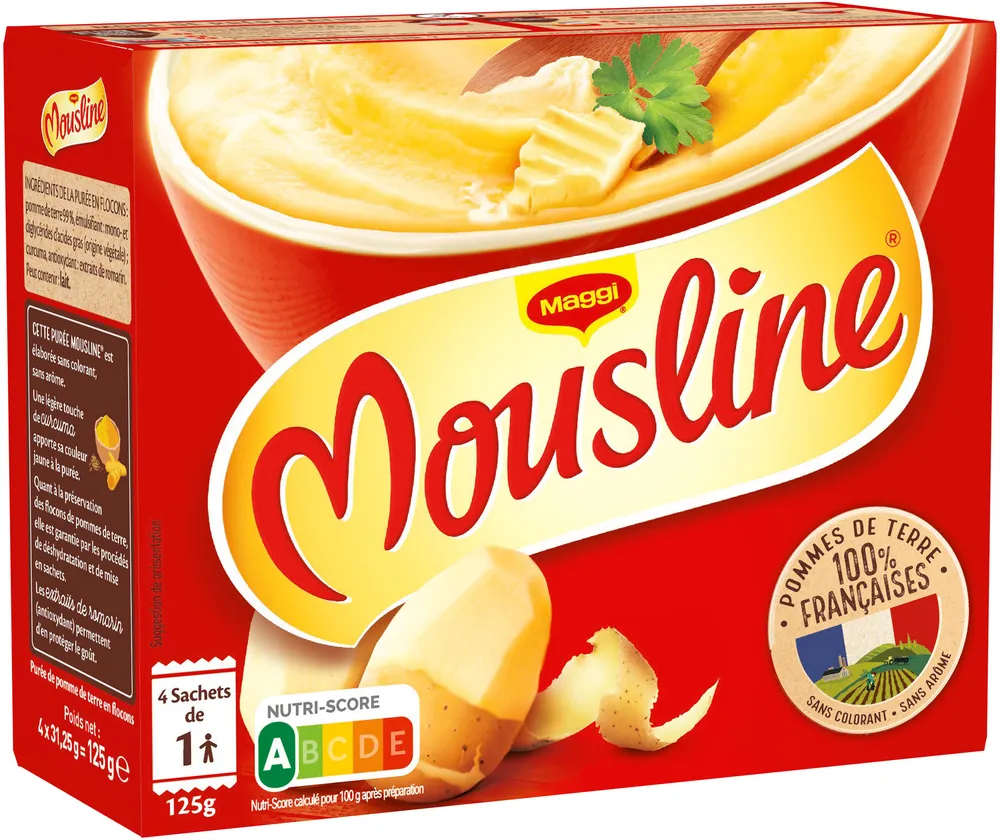 MOUSLINE Purée Nature Format Individuel (4x31,25g)