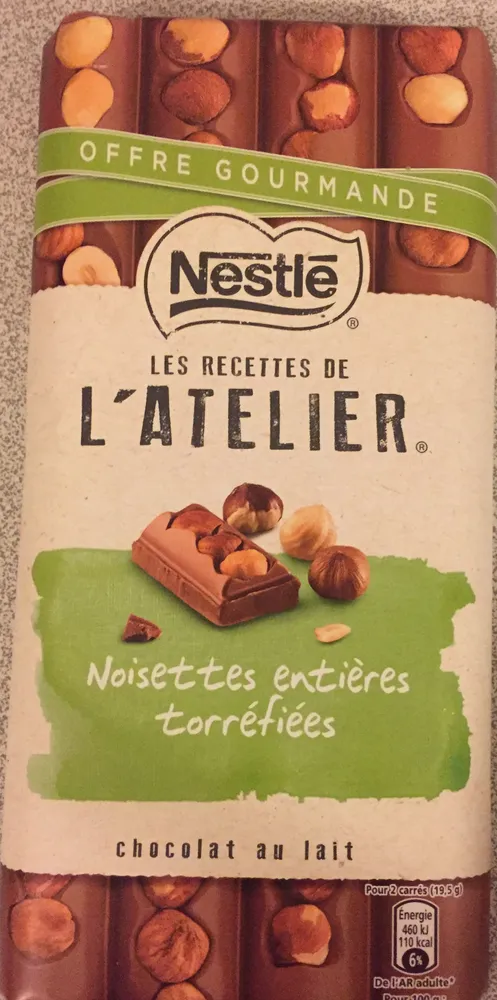 Chocolat au lait noisettes entières torréfiées
