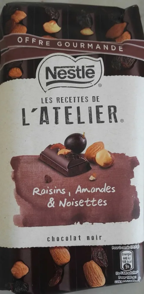 Les Recettes de l'Atelier Raisins, Amandes & Noisettes Chocolat Noir (Offre Gourmande)