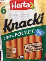 Knacki 100% poulet -25% de sel