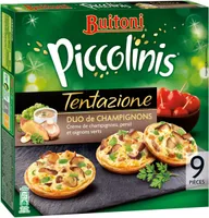 PICCOLINIS TENTAZIONE mini-pizzas surgelées Duo de Champignons 270g (9 pièces)