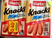 Knacki Mini - Saucisse cuite pur porc avec des protéines de lait