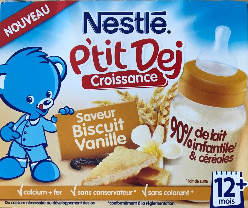 Brique Lait & Céréales Biscuit Vanille P'tit Dej Nestlé 2 x 250ML +