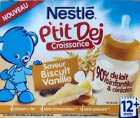 Brique Lait & Céréales Biscuit Vanille P'tit Dej Nestlé 2 x 250ML +