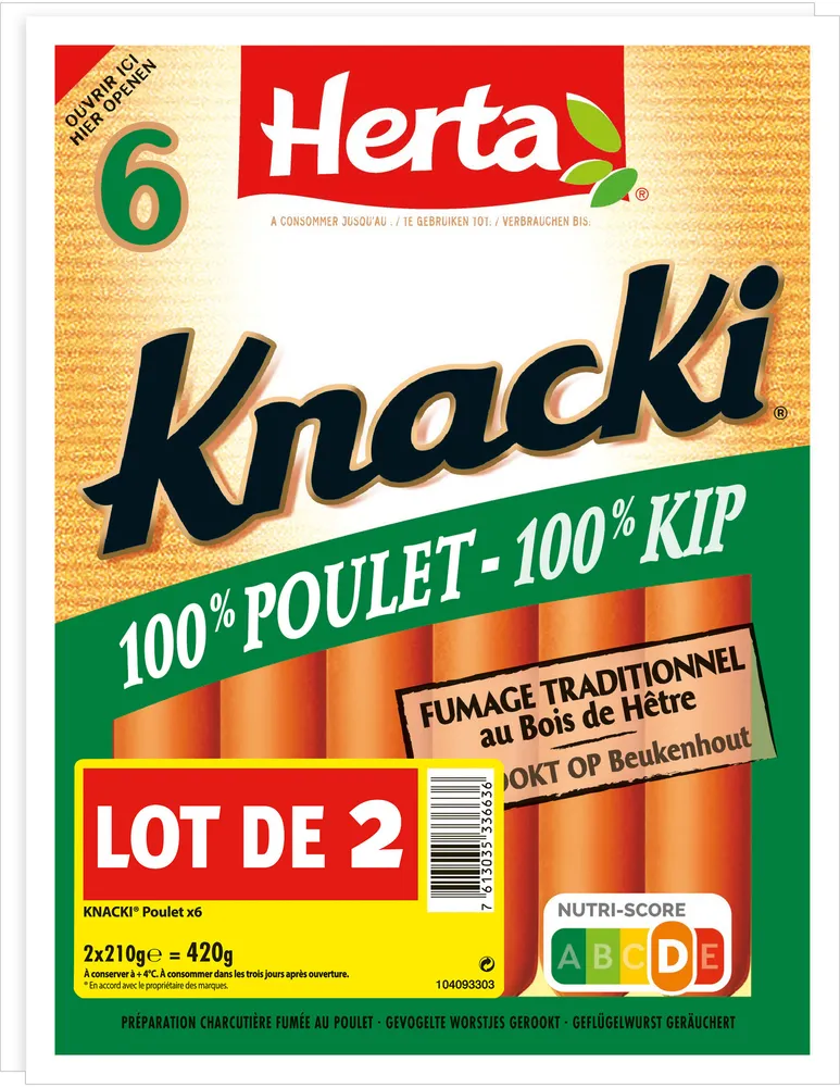 HERTA KNACKI 100% Poulet x6 LOT 2