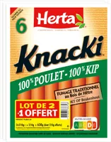 HERTA KNACKI Saucisses 100% Poulet x6 LOT 2+1