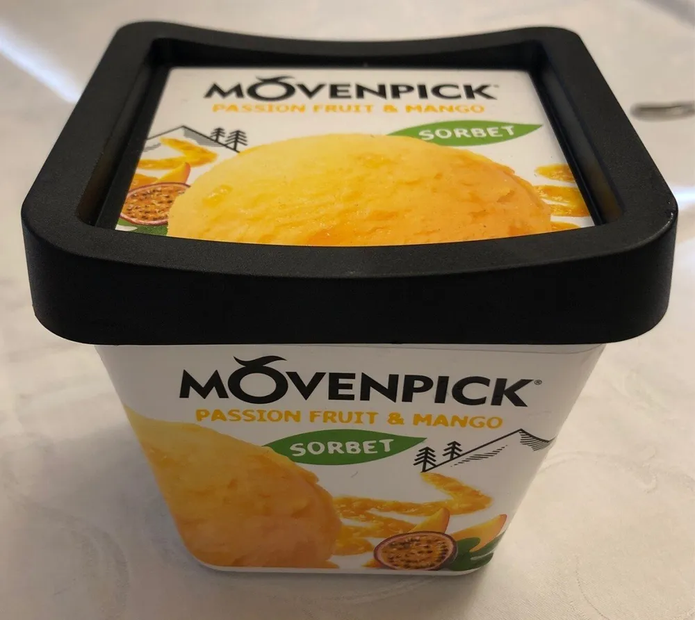 Passion fruit and mango sorbet