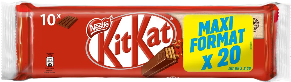 KITKAT 4 Finger Barre au chocolat au Lait, 41,5g en lot de 20, format promotionnel