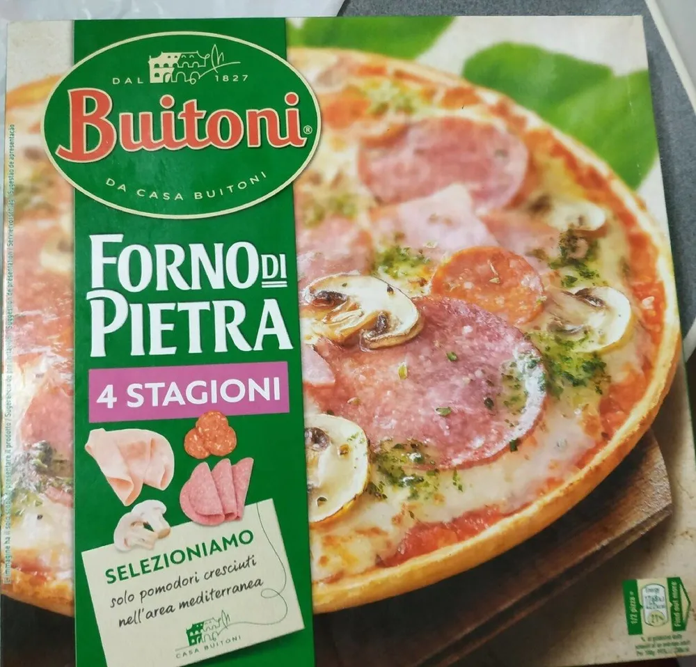 Stagioni pizza de queso salami champiñones y jamón cocido
