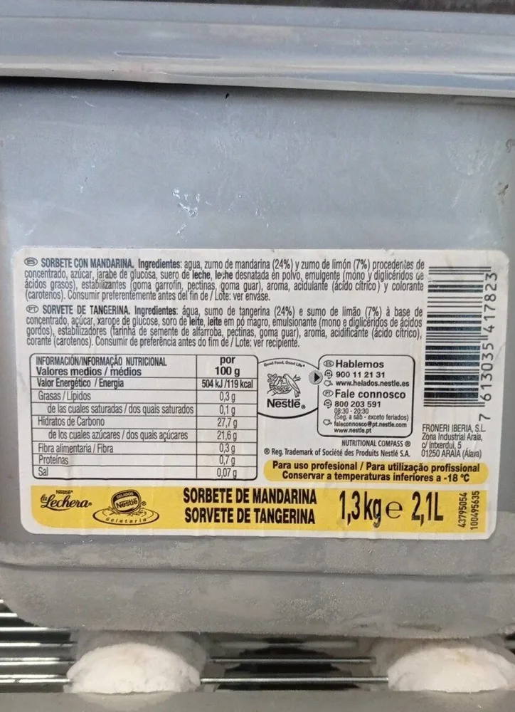 Helado vainilla